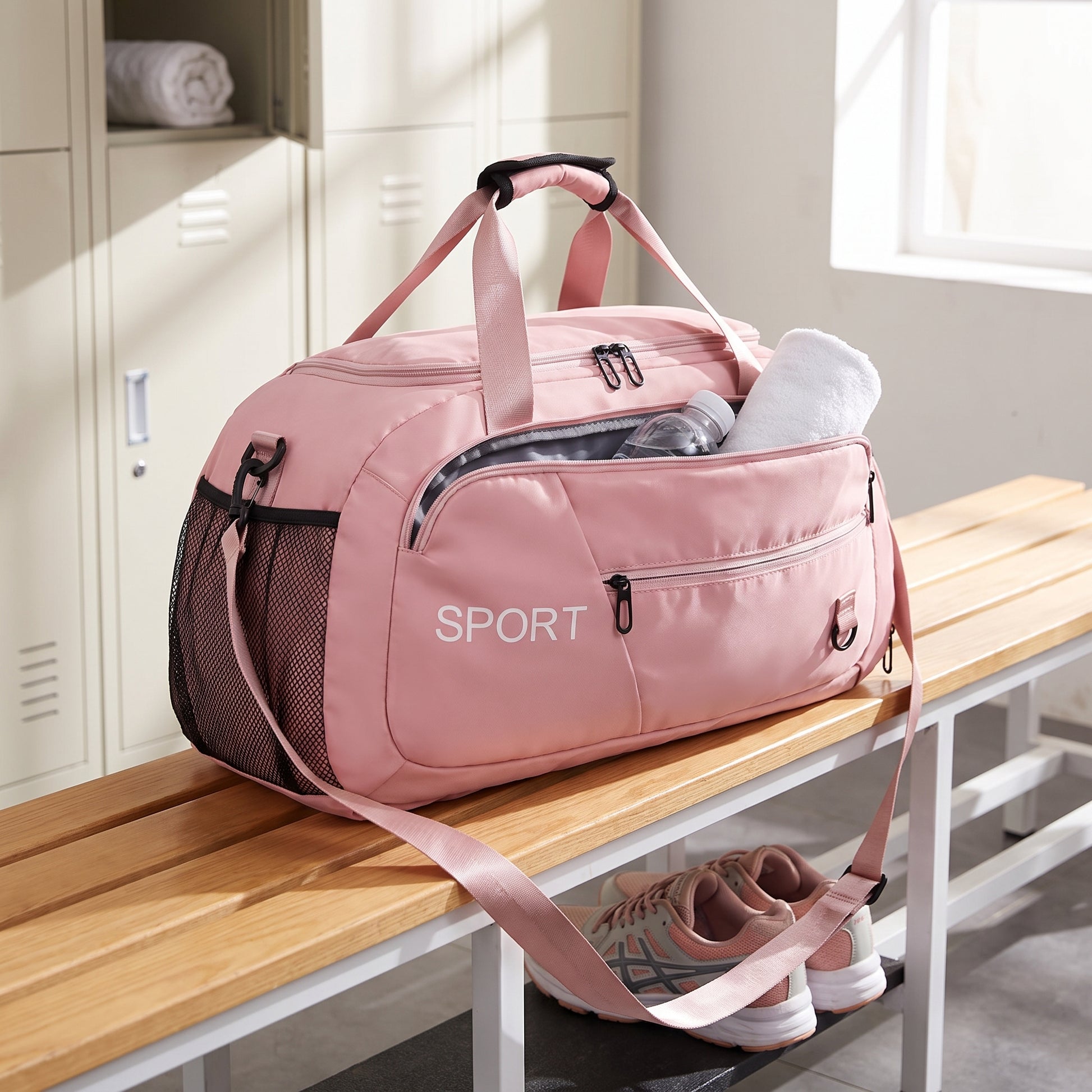 Gym Bag Travel Duffel Shoe Compartment Sports - in-use