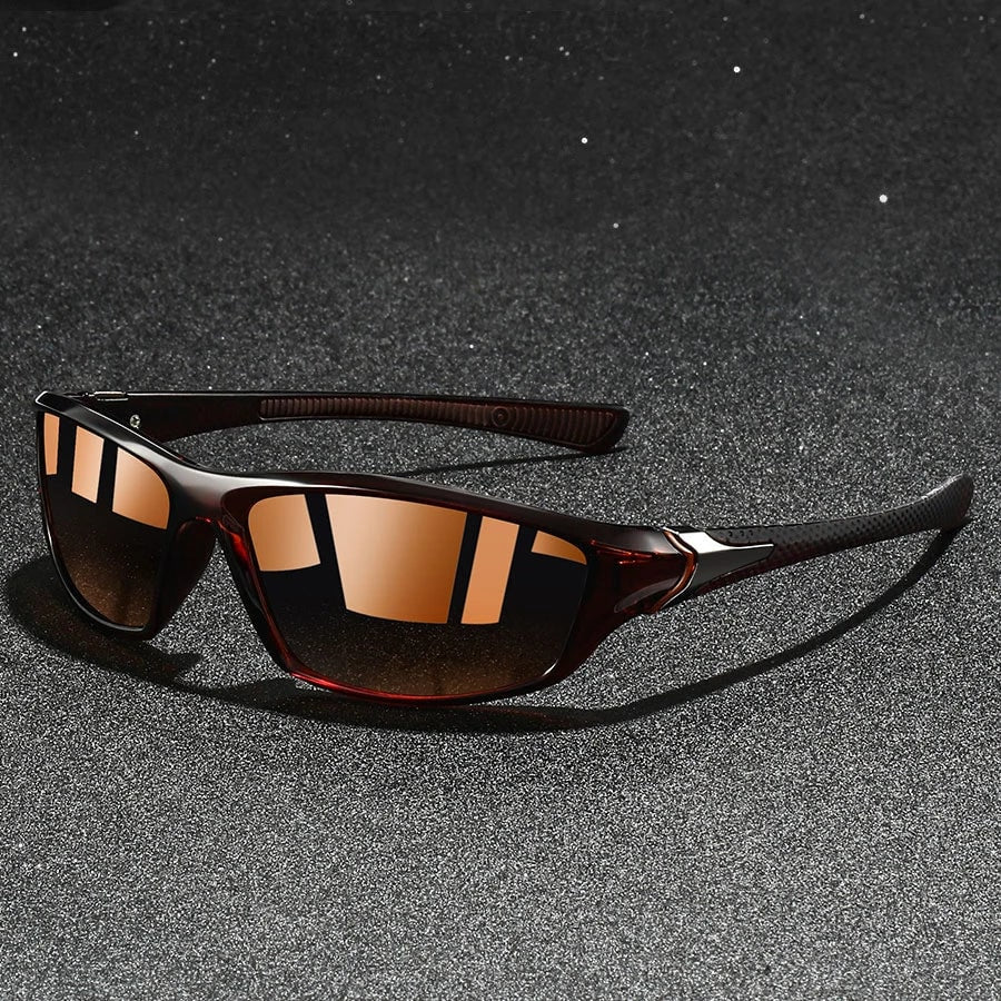 Sporty Polarized Sunglasses | Dark Frames With Mirrored Lenses - Image 1