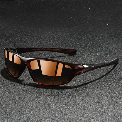 Sporty Polarized Sunglasses | Dark Frames With Mirrored Lenses - Image 1