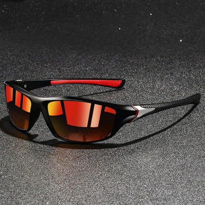 Sporty Polarized Sunglasses | Dark Frames With Mirrored Lenses - Image 5