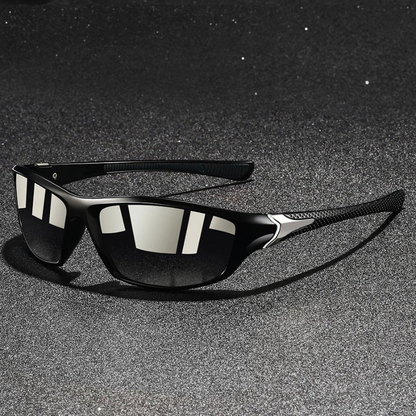 Sporty Polarized Sunglasses | Dark Frames With Mirrored Lenses - Image 6