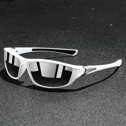 Sporty Polarized Sunglasses | Dark Frames With Mirrored Lenses - Image 7