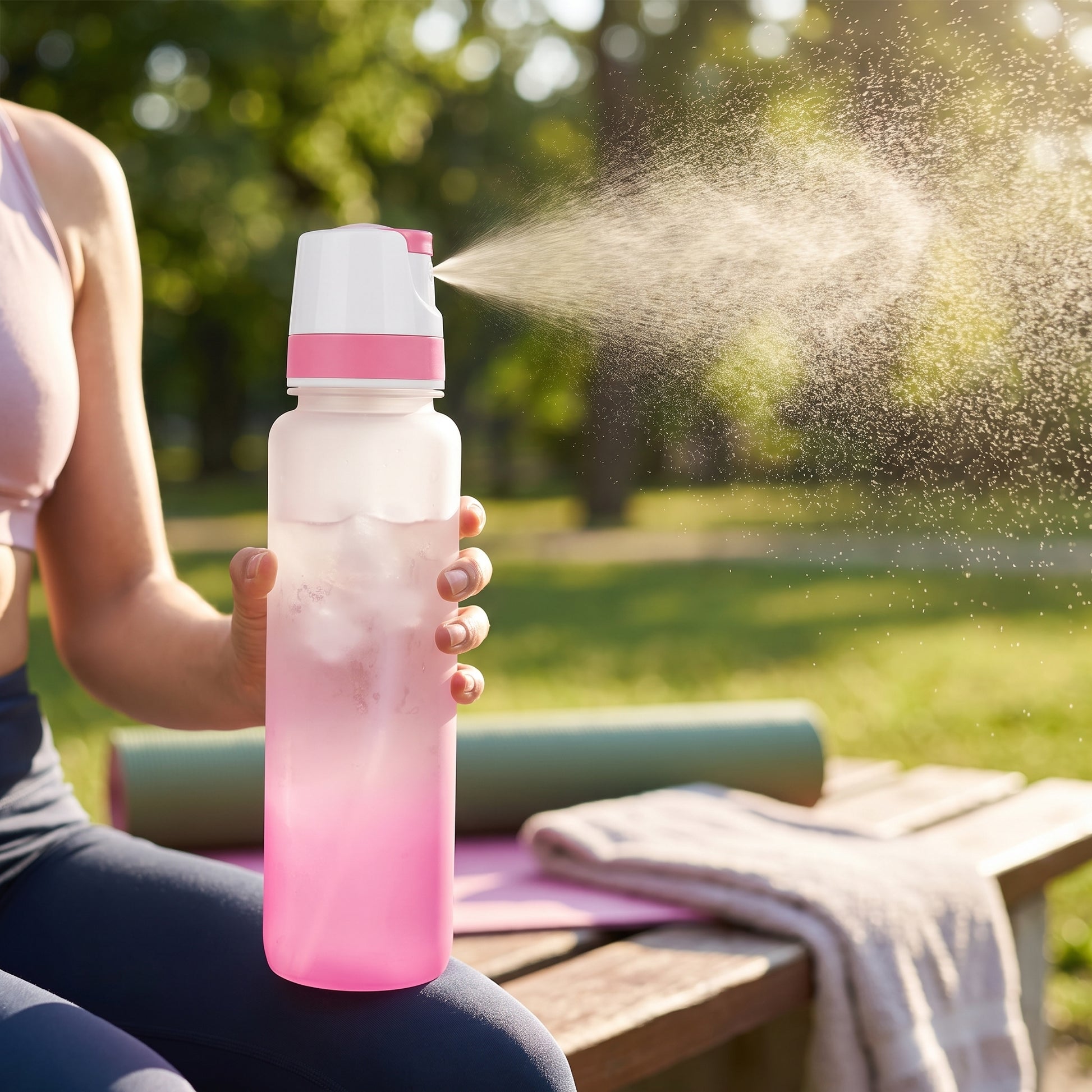 Water Bottle Spray Portable Sport Frosted Handle - hero