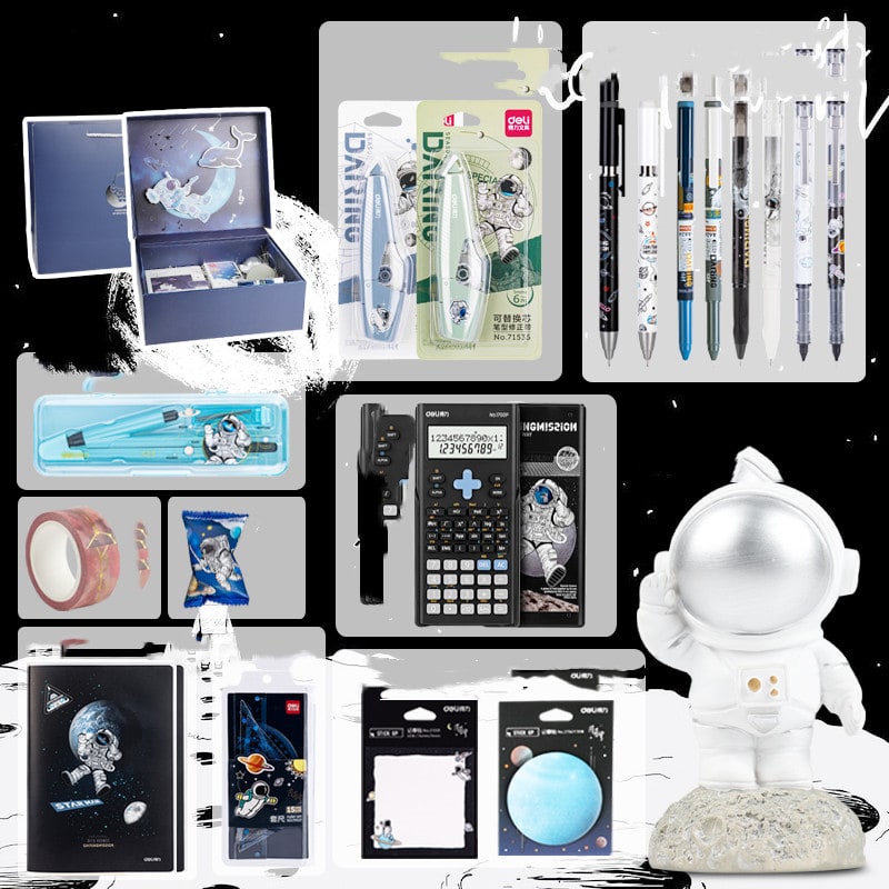 Stationery Set Astronaut Space Theme Gift Box Blue White - Image 1