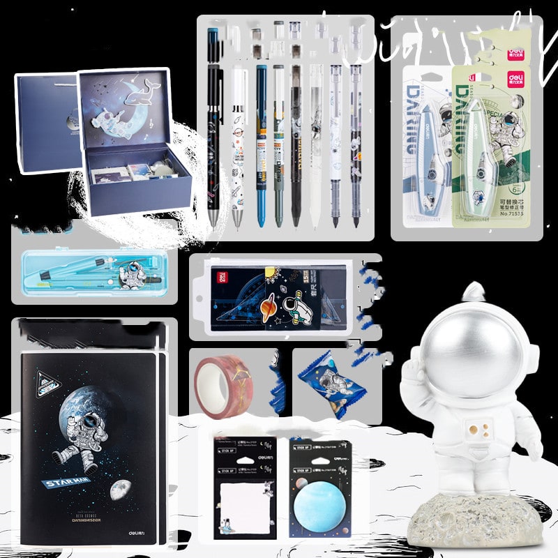Stationery Set Astronaut Space Theme Gift Box Blue White - Image 10