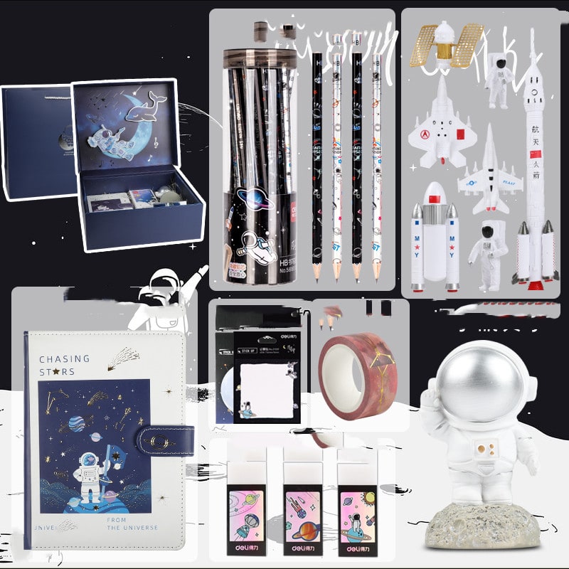 Stationery Set Astronaut Space Theme Gift Box Blue White - Image 11