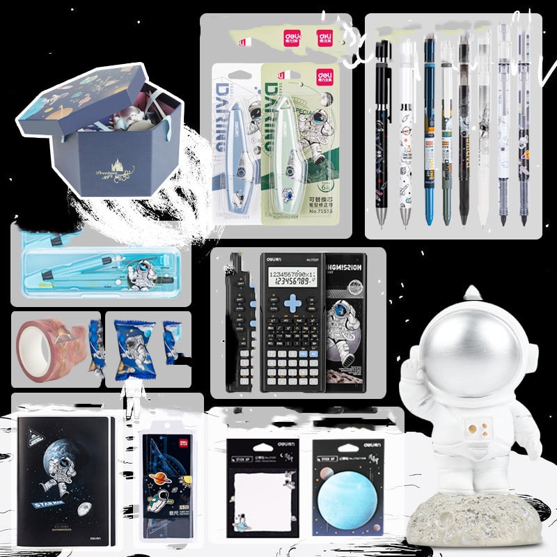Stationery Set Astronaut Space Theme Gift Box Blue White - Image 5
