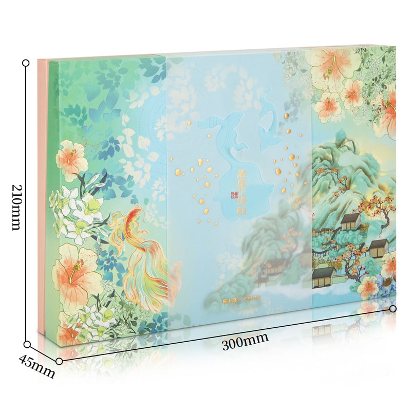 Stationery Set Gift Box Floral Landscape Notebook Fan - Image 4