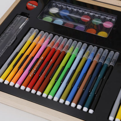 Stationery Set Kids Art Multicolor Wooden Case Supplies - Image 1