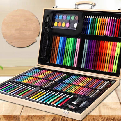 Stationery Set Kids Art Multicolor Wooden Case Supplies - Image 4