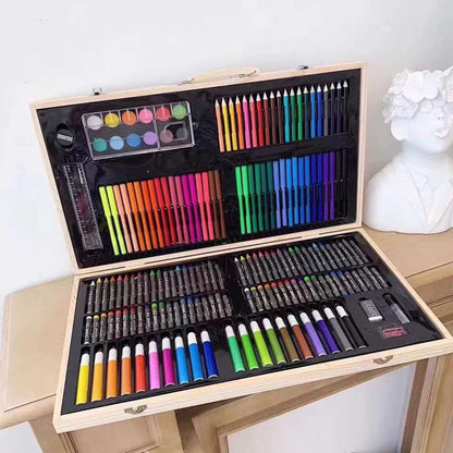 Stationery Set Kids Art Multicolor Wooden Case Supplies - Image 5