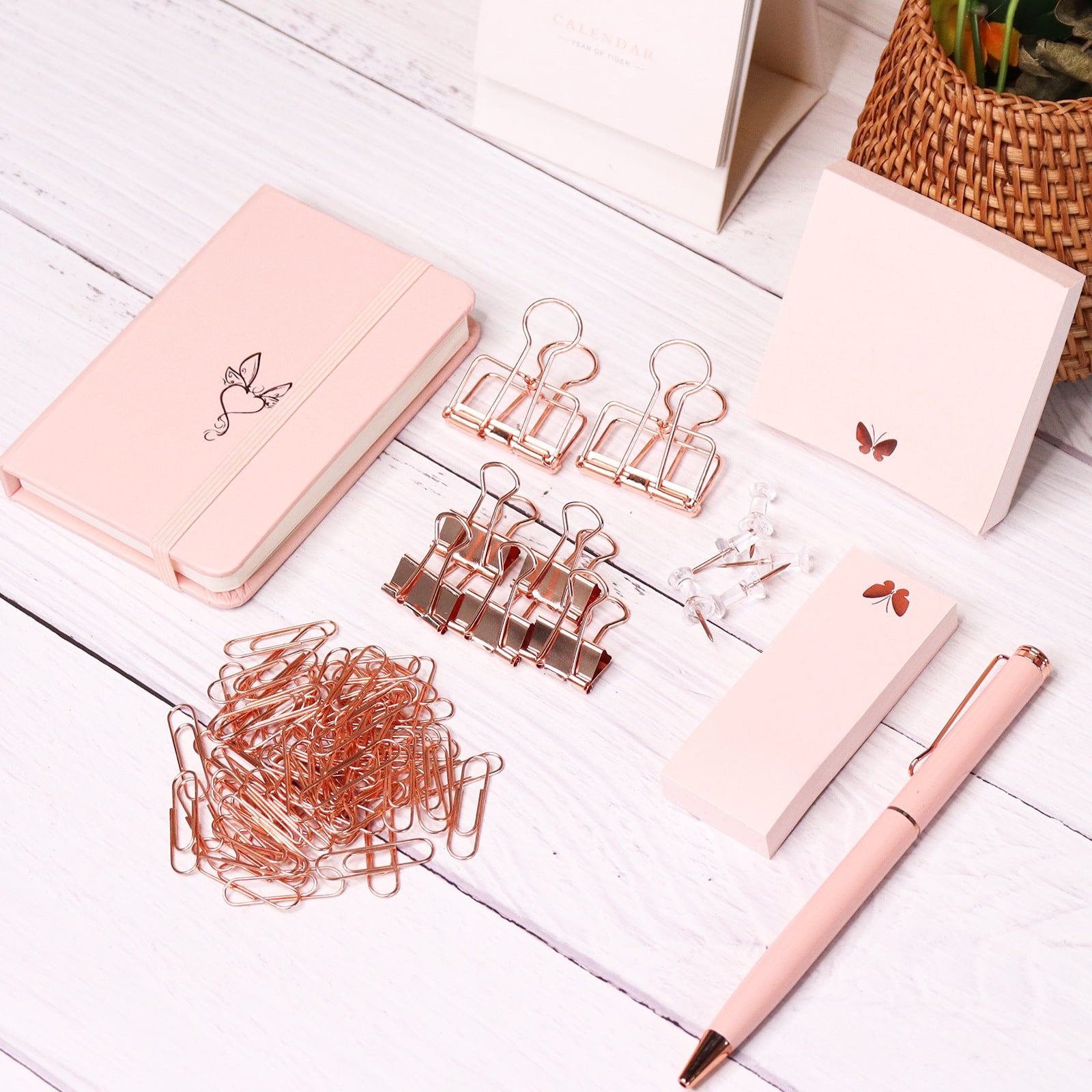 Stationery Set Pink Rose Gold Office Desk Supplies Gift Box - Image 2