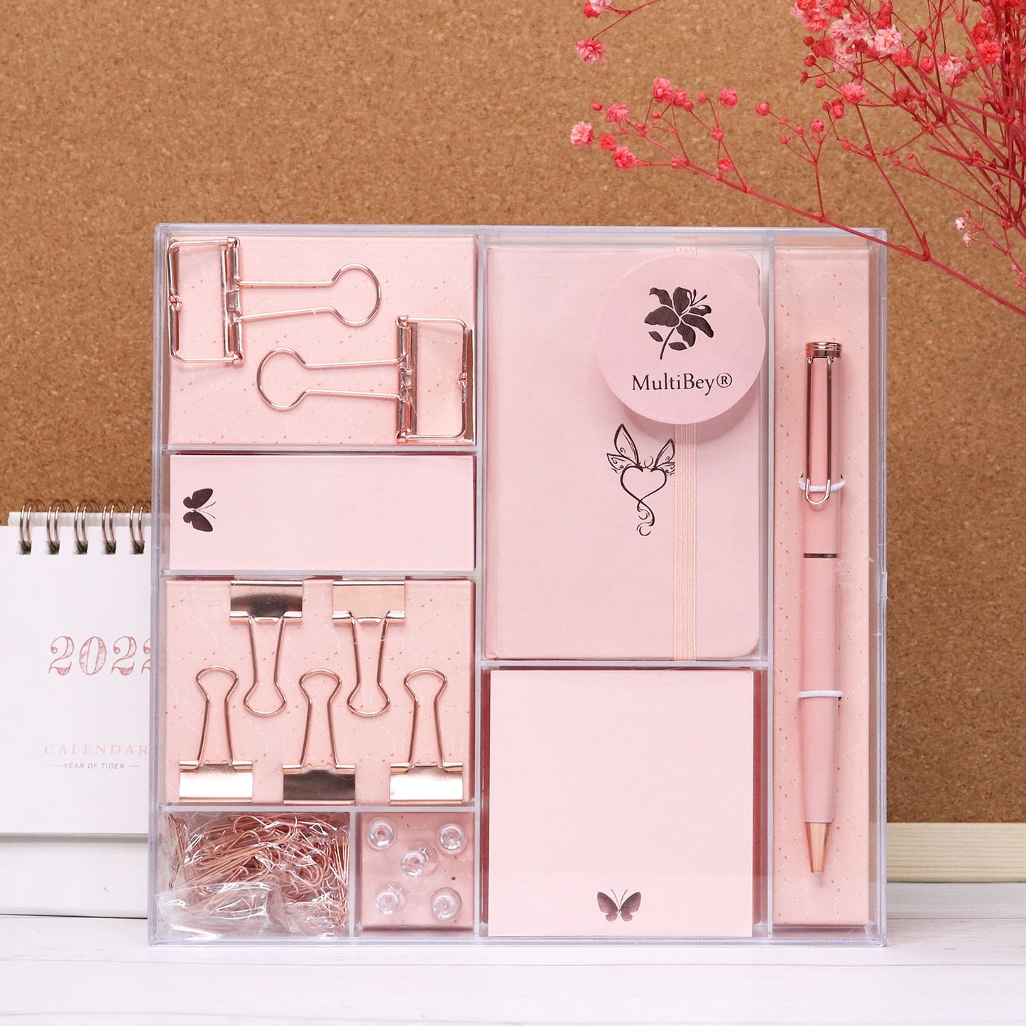 Stationery Set Pink Rose Gold Office Desk Supplies Gift Box - Image 5