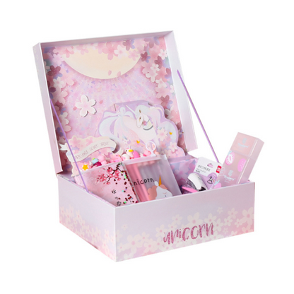 Stationery Set Pink With Cartoon And Floral Designs - Image 2
