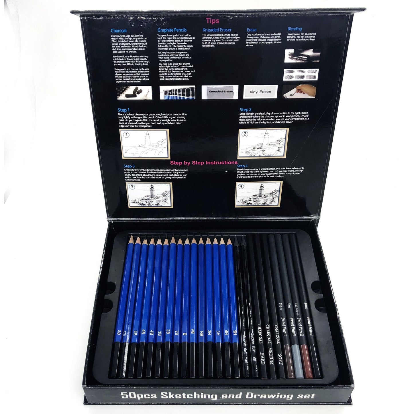 Stationery Set Sketching Drawing Art Supplies Kit 50pcs - Image 2