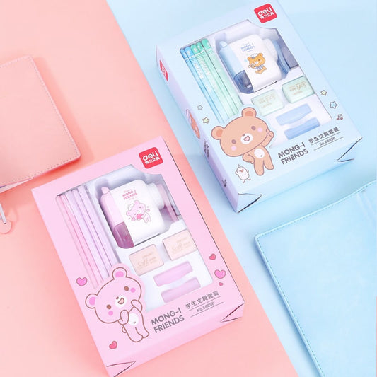Stationery Set Student Bear Motif Pencil Eraser Sharpener - Image 1