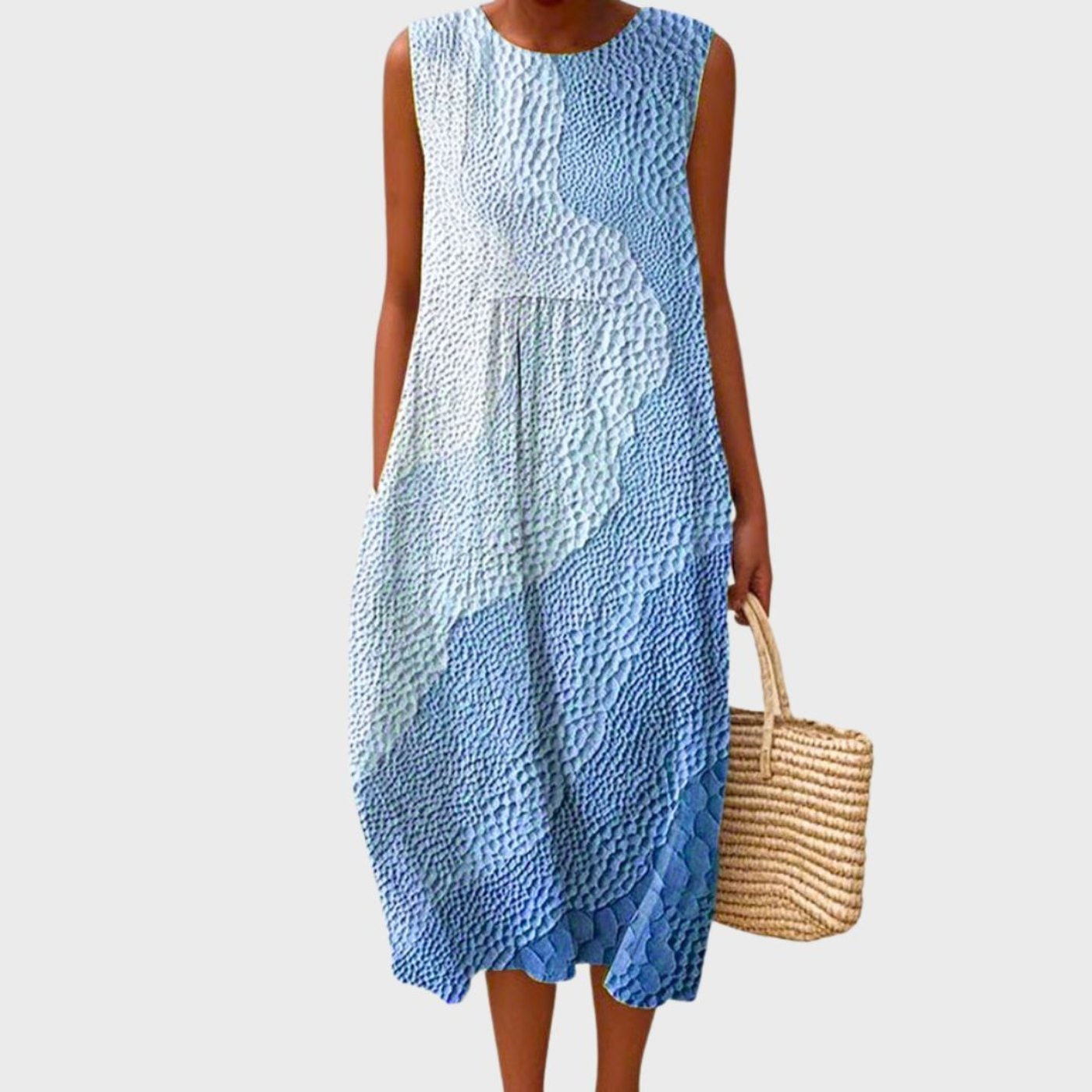 Summer Dress Casual Midi Relaxed-Fit Plaid - Image 3