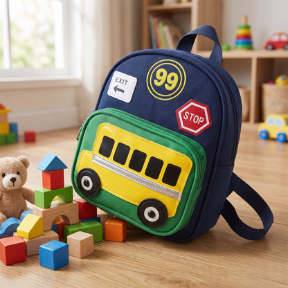 Kids Backpack Mini Toddler Bus Design Preschool - in-use