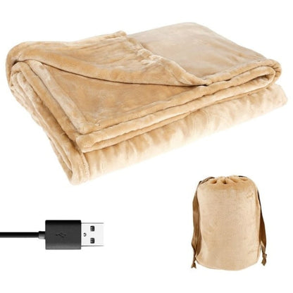 USB Heated Blanket Fleece Throw With Drawstring Bag - Image 2