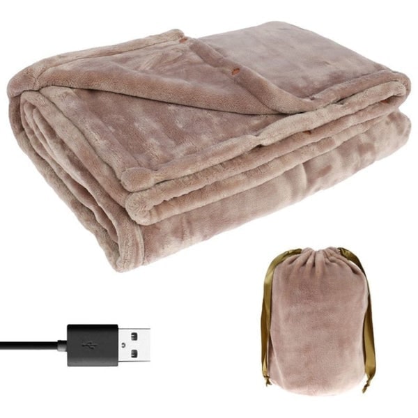 USB Heated Blanket Fleece Throw With Drawstring Bag - Image 4