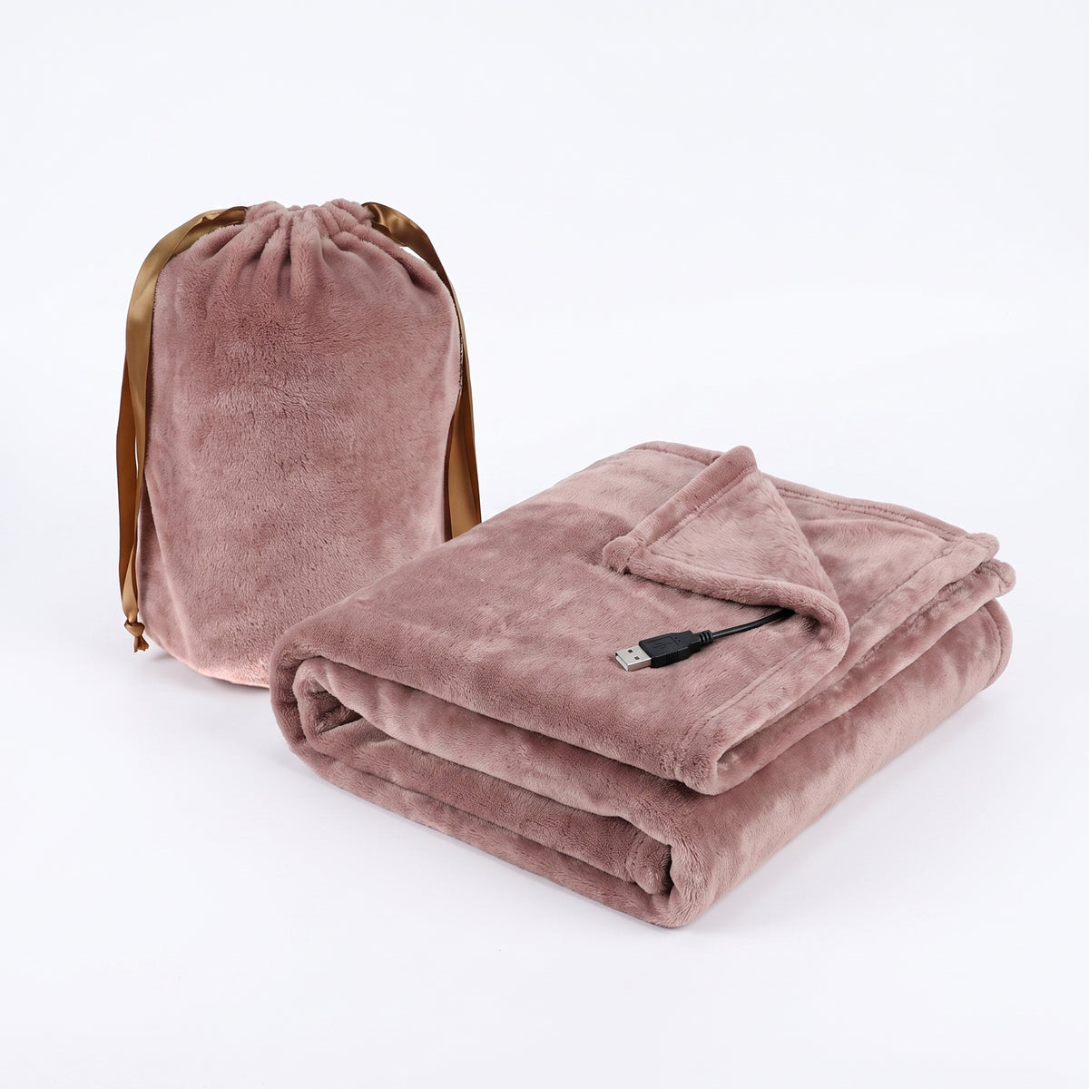 USB Heated Blanket Fleece Throw With Drawstring Bag - Image 7
