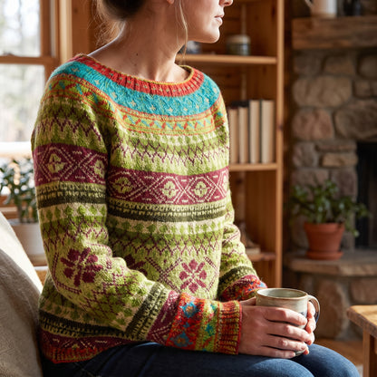 Knit Sweater Women's Pullover Vintage Patterned Long Sleeve - Image 1