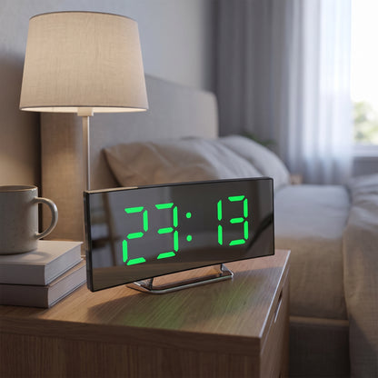 Digital Alarm Clock Set Mirror Snooze Curved - Image 7