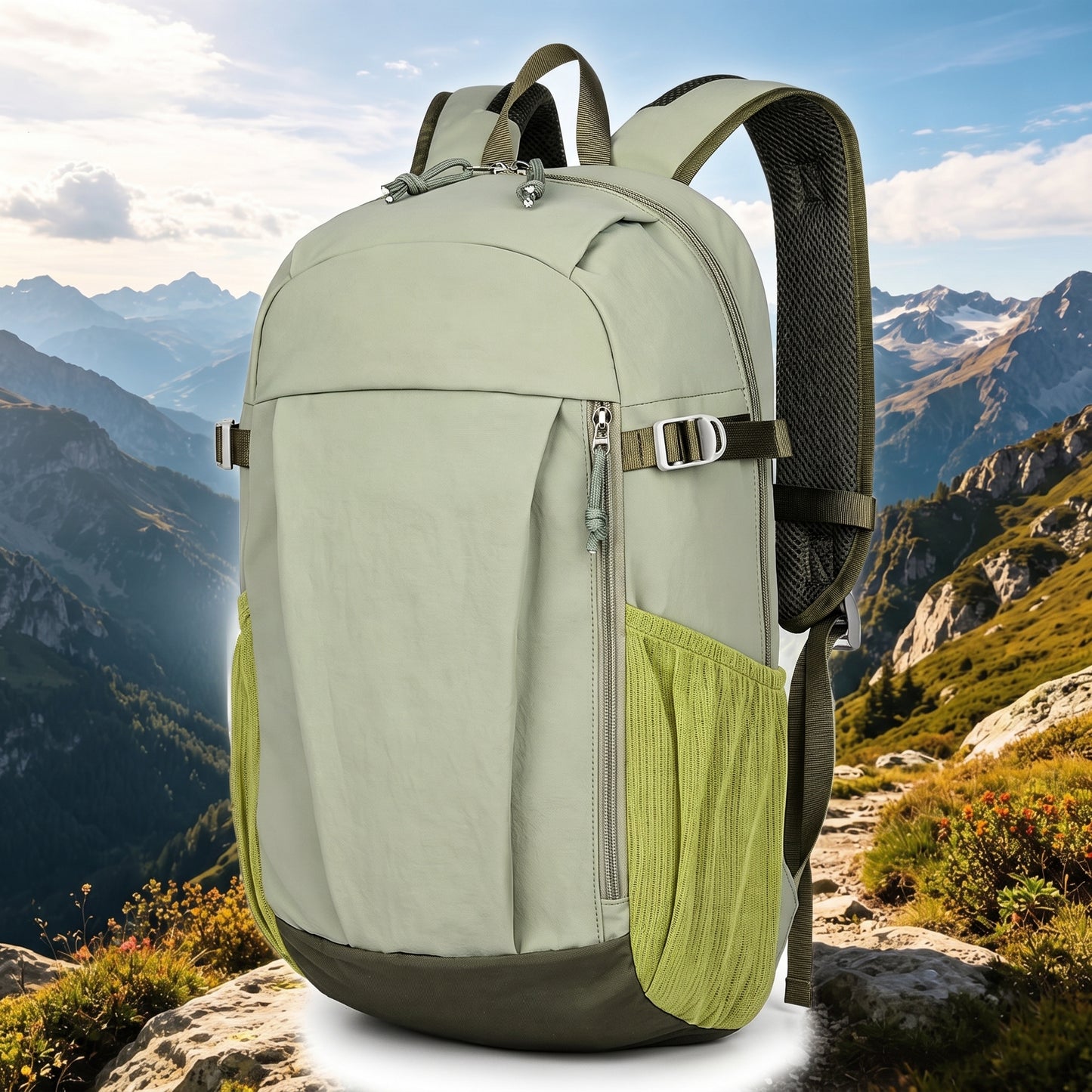 Outdoor Backpack with Supportive Small Travel and Zipper Closure - Black