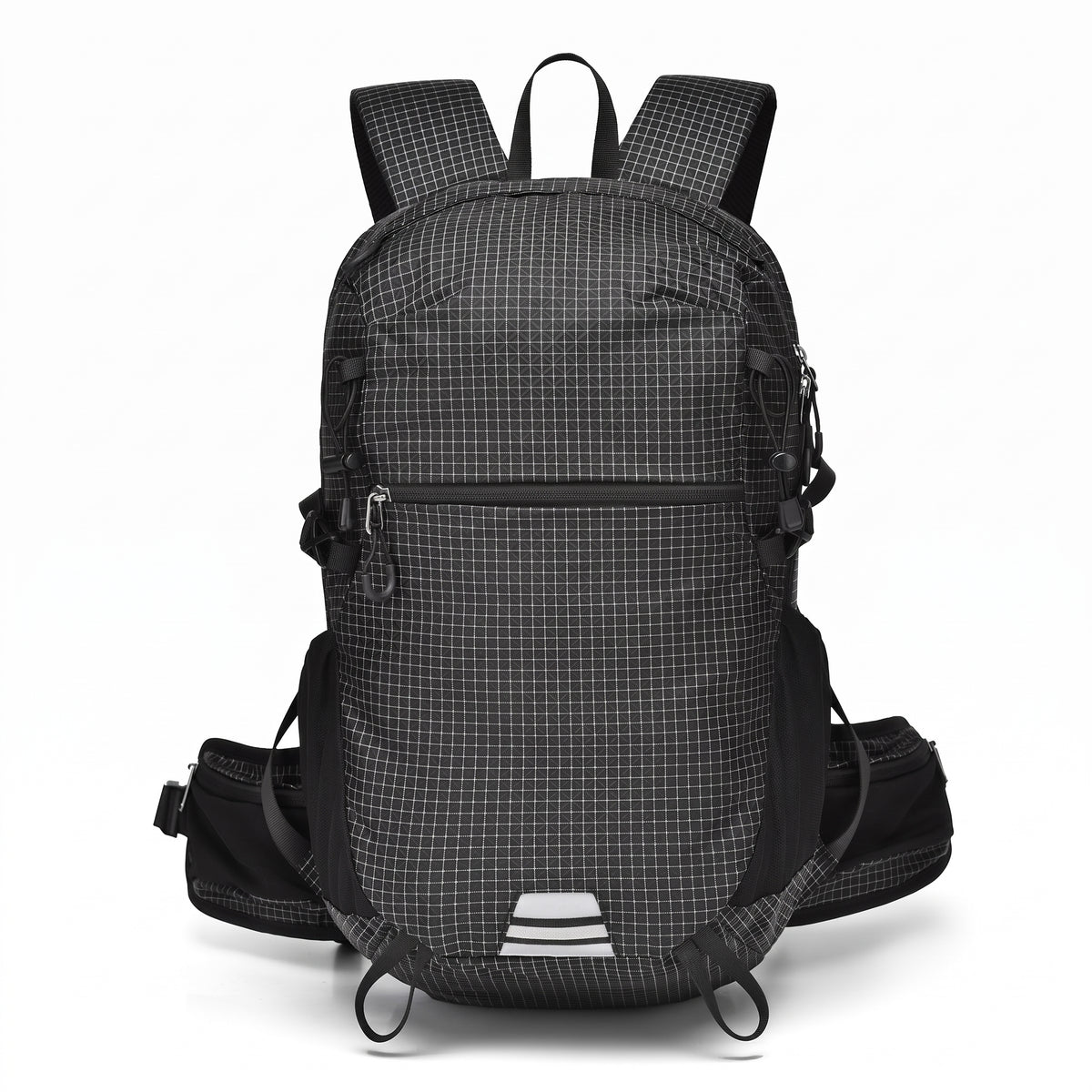 Lightweight Hiking Backpack with Secure Daypack and Pattern - Black