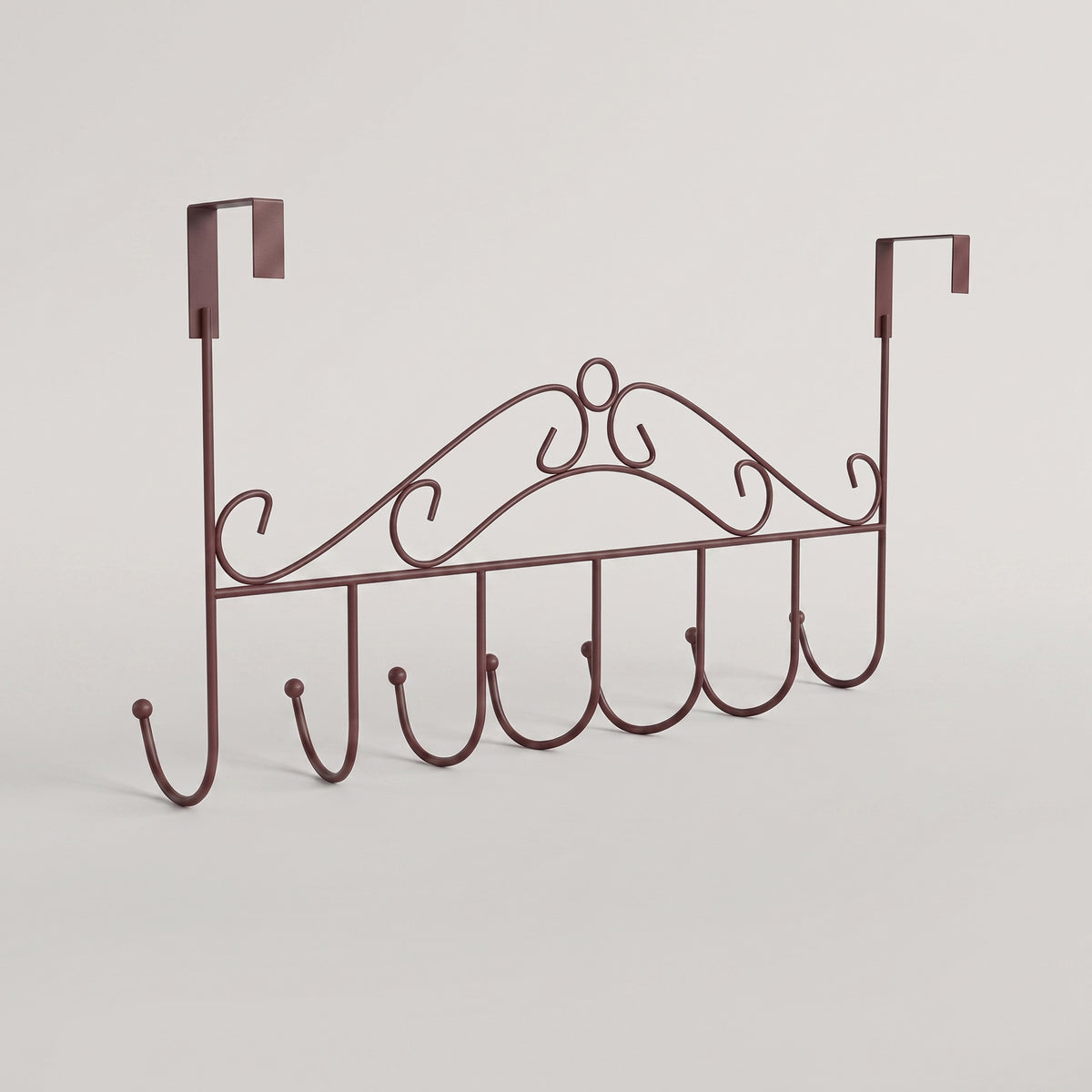 Wall Mounted Coat Rack with Adjustable Over-the-Door Design and Hooked - Brown