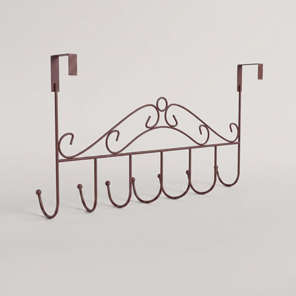 Wall Mounted Coat Rack with Adjustable Over-the-Door Design and Hooked - Brown