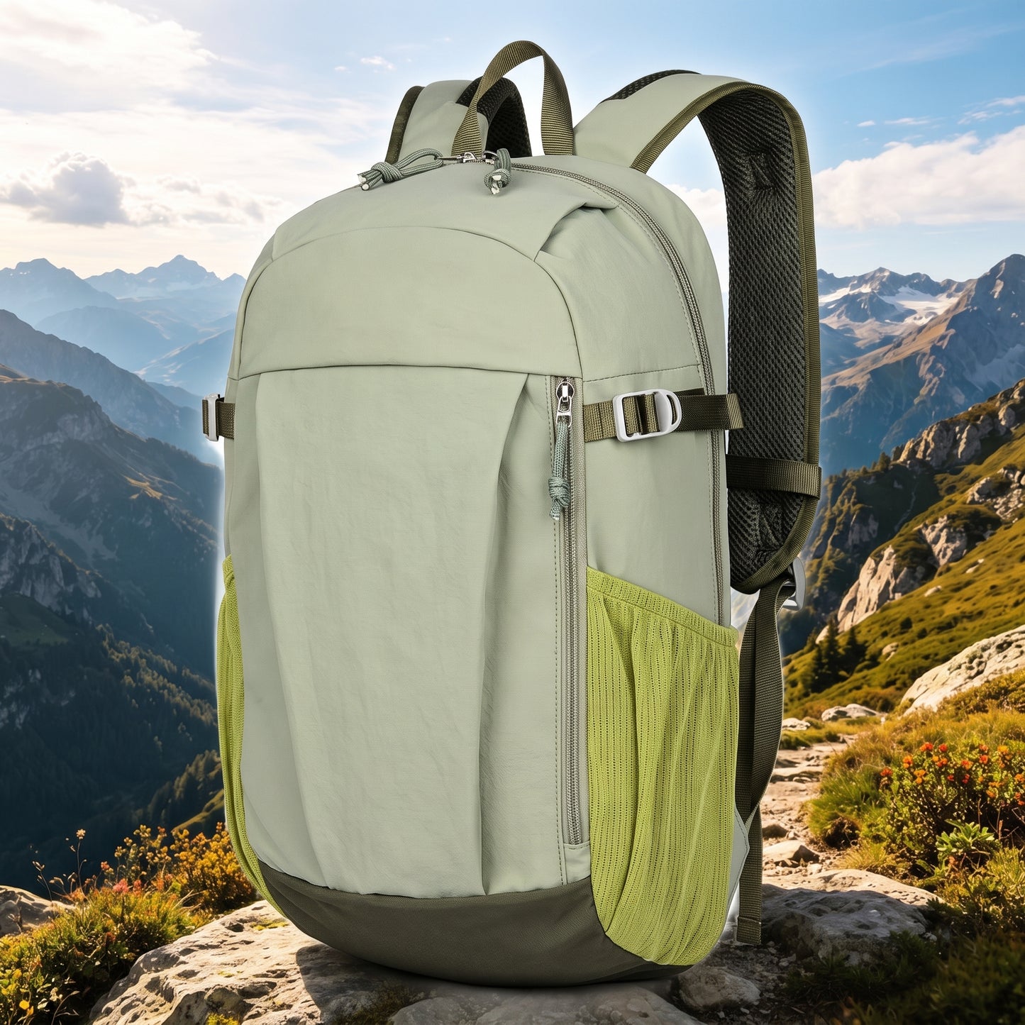Outdoor Backpack with Supportive Small Travel and Zipper Closure - Gray