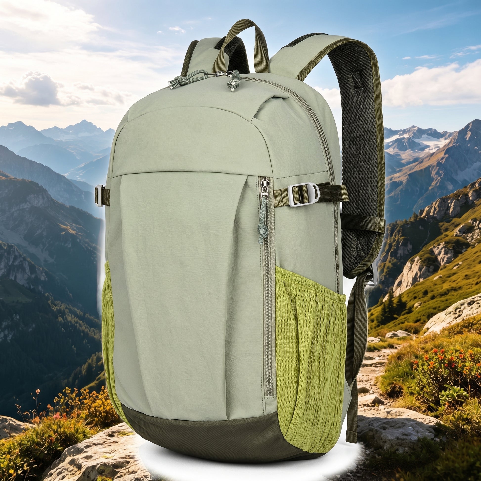 Outdoor Backpack with Supportive Small Travel and Zipper Closure - Light Blue