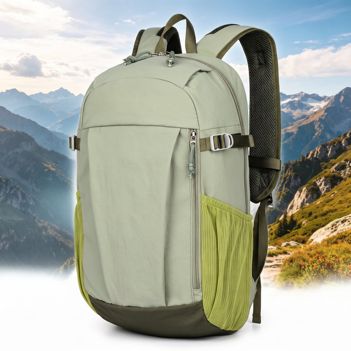 Outdoor Backpack with Supportive Small Travel and Zipper Closure - Yellow