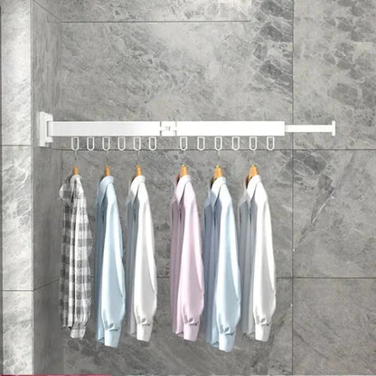 Wall Mount Drying Rack Clothes Collapsible Extendable Design With Hooks - Image 5