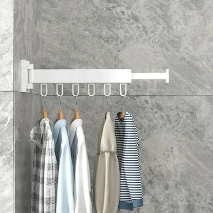 Wall Mount Drying Rack Clothes Collapsible Extendable Design With Hooks - Image 4