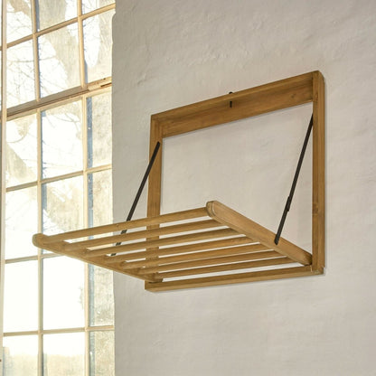 Wall Mounted Drying Rack Clothes Collapsible Wooden Foldable Mountable Laundry - Image 2