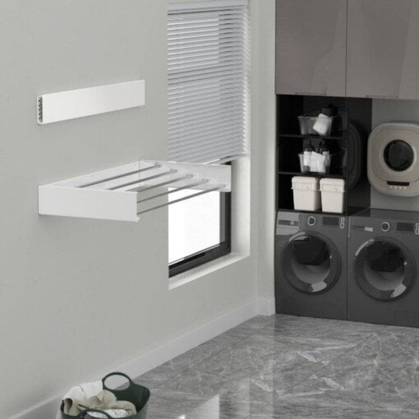 Wall Mounted Drying Rack Foldable Clothes With Multiple Extendable Rods For Laundry - Image 6