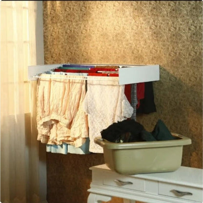 Wall Mounted Drying Rack Foldable Clothes With Multiple Extendable Rods For Laundry - Image 7