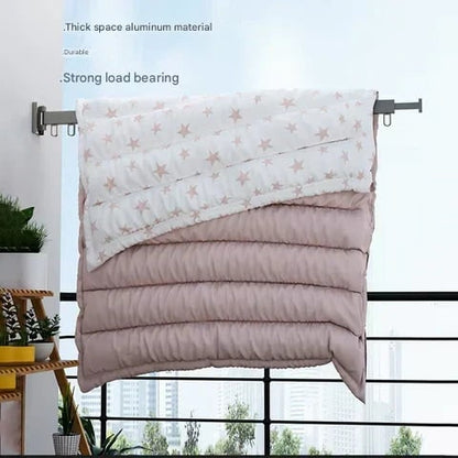 Wall Mounted Drying Rack Folding Clothes Drying Rack With Retractable 3-Fold Bar Space-Saving Design For Home Laundry Silver Metal Construction - Image 14