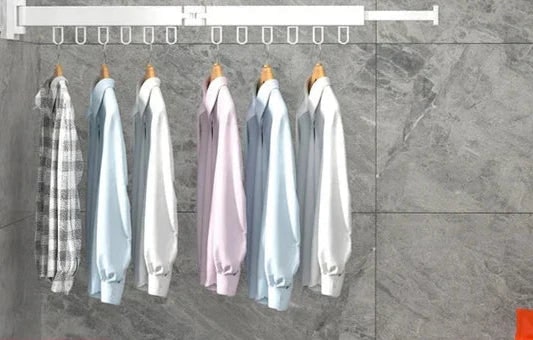 Wall Mounted Drying Rack Folding Clothes Drying Rack With Retractable 3-Fold Bar Space-Saving Design For Home Laundry Silver Metal Construction - Image 8