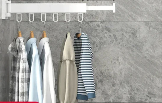 Wall Mounted Drying Rack Folding Clothes Drying Rack With Retractable 3-Fold Bar Space-Saving Design For Home Laundry Silver Metal Construction - Image 9