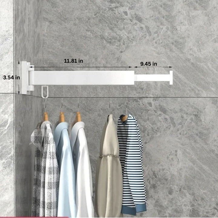 Wall Mounted Drying Rack Retractable Laundry Hanger With Hooks For Clothes - Image 4