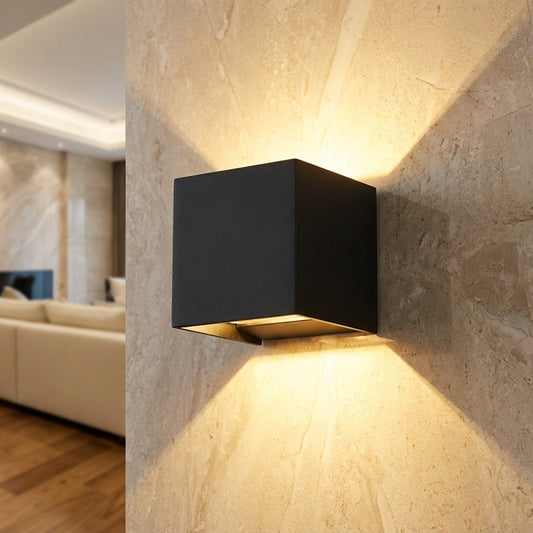 Wall Sconce Night Light Wireless Motion Sensor Light Cube Black Warm - Image 1