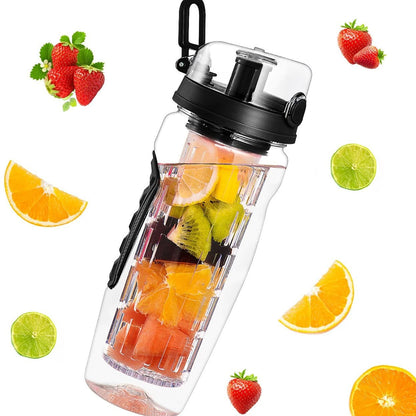 Water Bottle Fruit Infuser Clear Leakproof Design Flip-Top Lid - Image 1