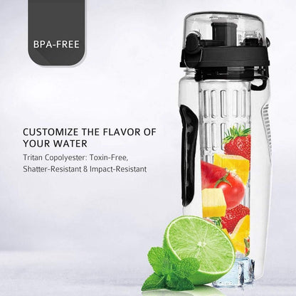 Water Bottle Fruit Infuser Clear Leakproof Design Flip-Top Lid - Image 12