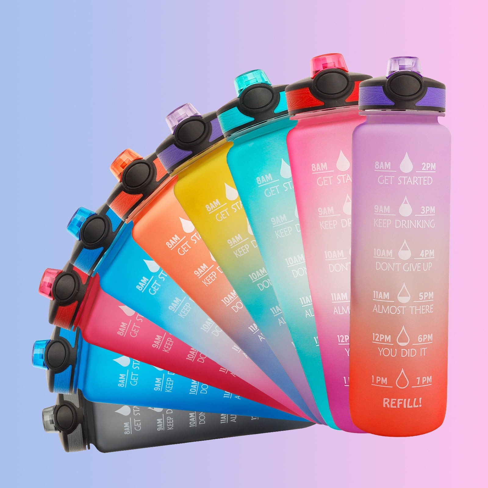 Water Bottle Motivational Quotes Sports Plastic Strap - Image 11