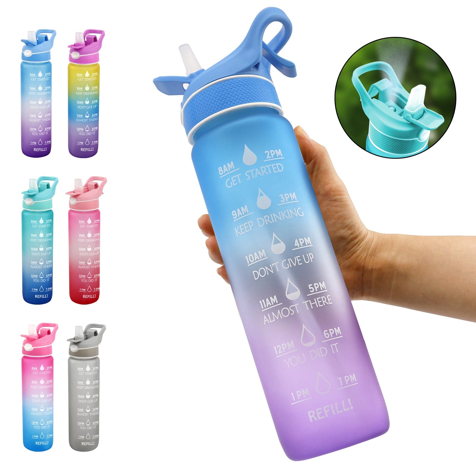 Water Bottle Motivational Spray Sports Time Marker - Image 13