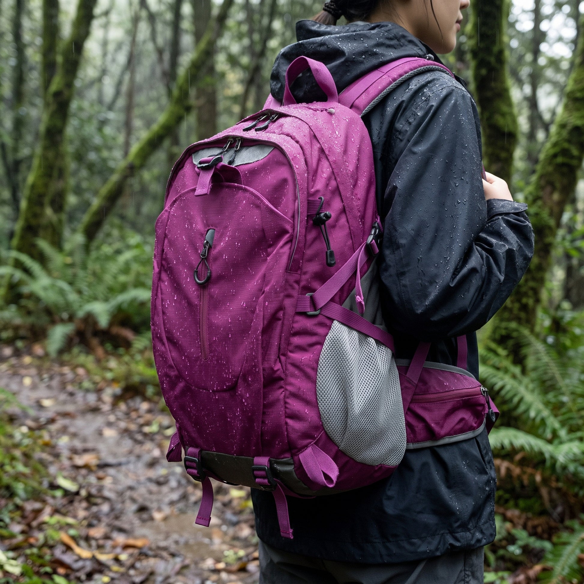 Waterproof Backpack with Secure Daypack and Zipper Closure - in-use