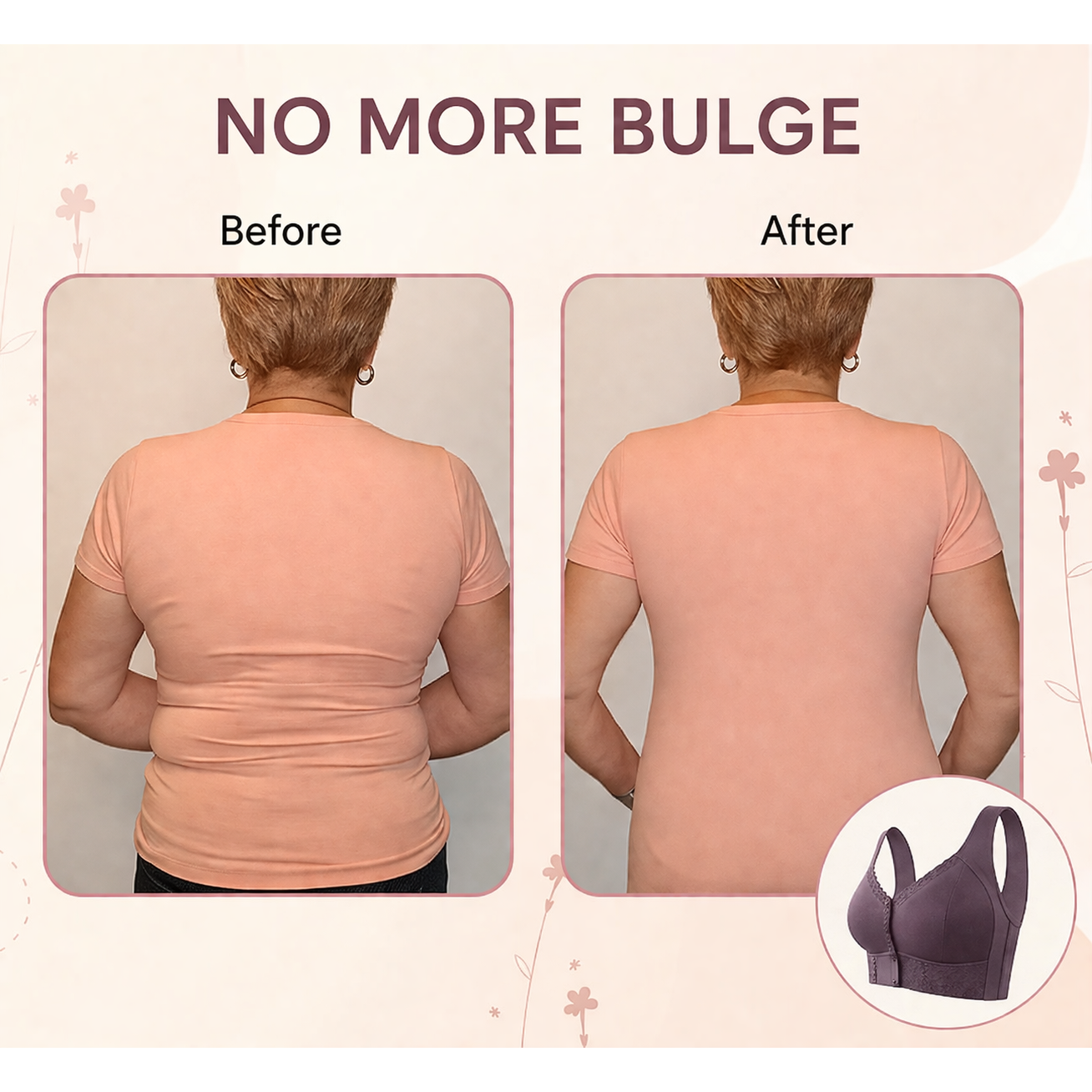 Wireless Bra Comfort Front Clasp Smoothing Back Moulded Cups - Image 2